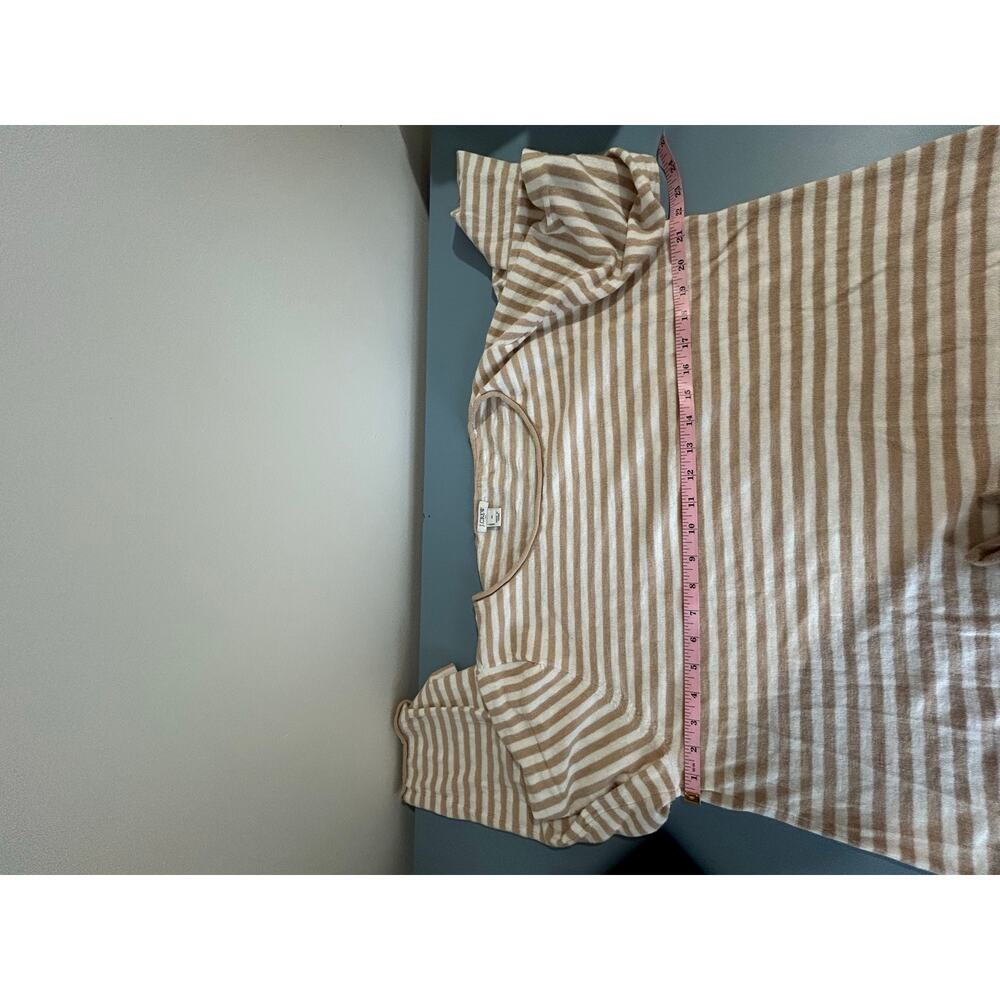 J. Crew tan white striped knit sweater womens XL round neck light weight - Picture 7 of 8